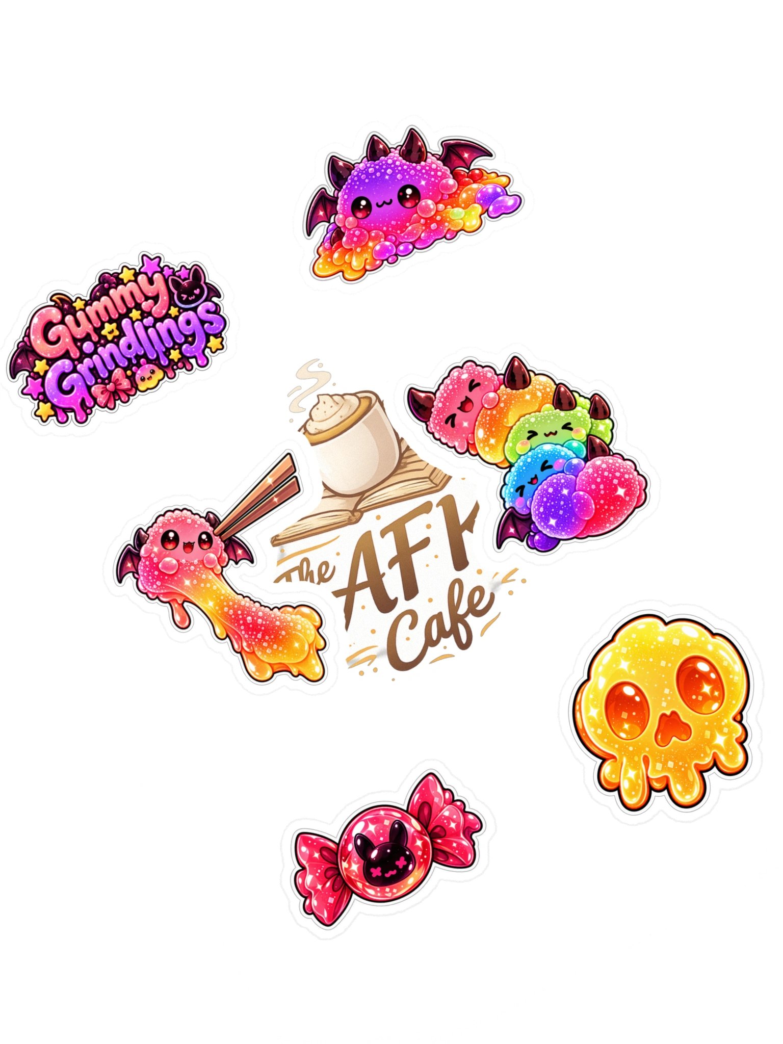 The AFK Cafe™ Gummi Grindlings | 6-Piece Sticker Pack Vol. 3 product image (1)
