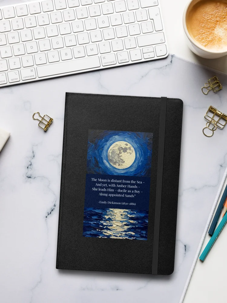 Hardcover "The Moon is distant from the Sea" Journal with Elastic Closure and Inner Pocket | Emily Dickinson Notebook product image (7)