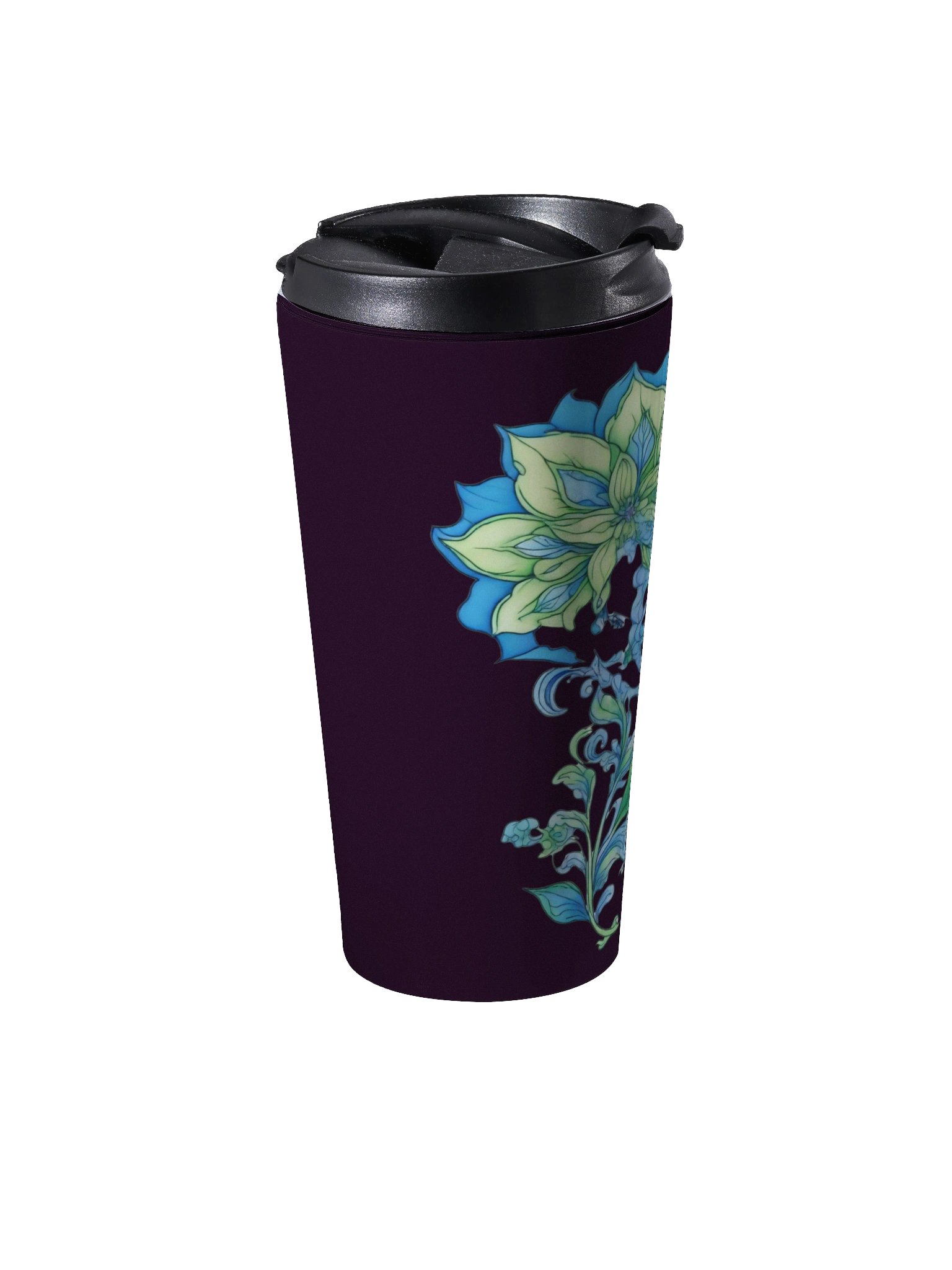 Cool Blue Florals - Stainless Steel Travel Mug product image (3)