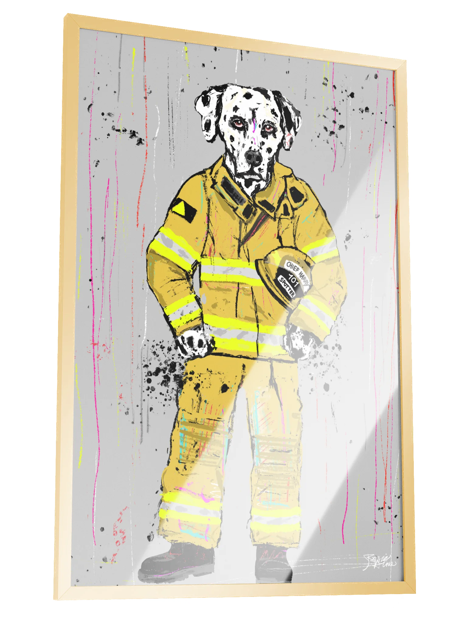 Framed Poster Wall Art: Dog Firefighter product image (2)