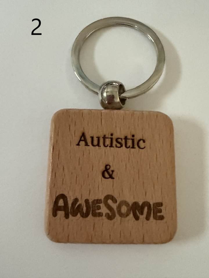 Wooden Engraved Neurodivergent Keychains | ADHD, Autism, Anxiety, and More (1) product image (2)