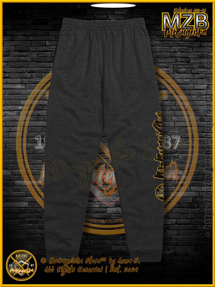 Pants - MzBugeisha™ " Emblem & Name Logo [V1] (blk/yellow/slvr)" Cozy Comfort Jogger Pants By Anna H. product image (2)