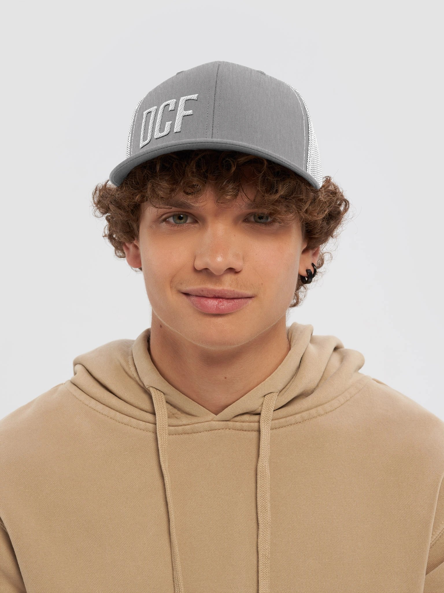 Bold DCF Trucker Hat - Grey & White product image (5)