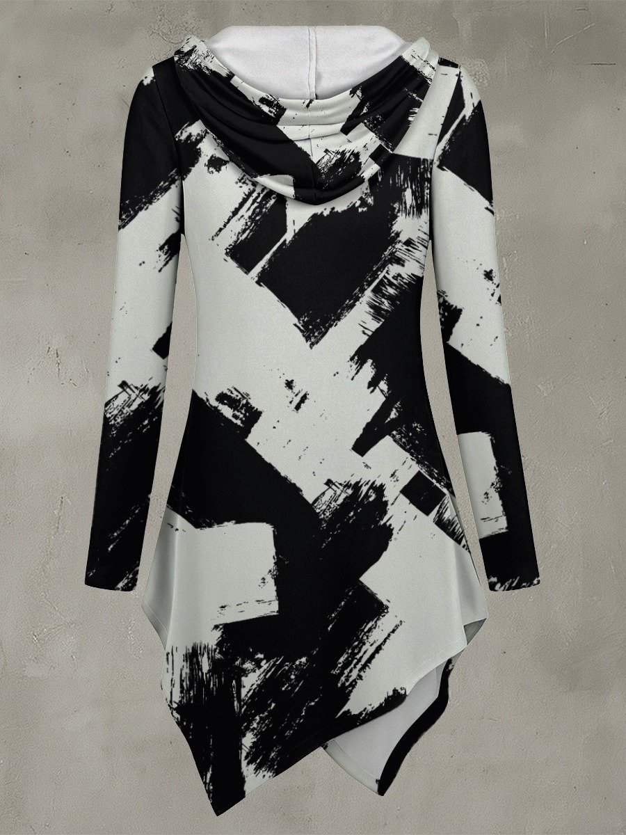 Abstract Brushstroke Crossover Longline Hoodie product image (2)