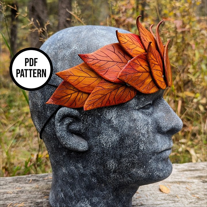 Leather Leaf Crown - PDF Pattern for Leather product image (2)