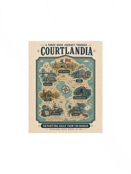 Courtlandia Travel Bureau Tour Map Poster