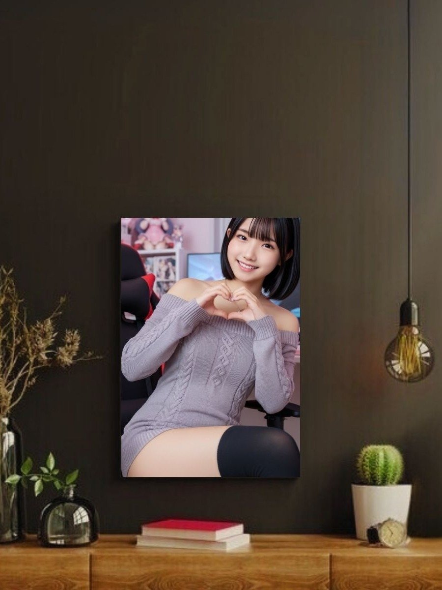 Cute Japanese Gamer Girl 8x10 Metal Print – Anime Aesthetic Wall Decor product image (2)