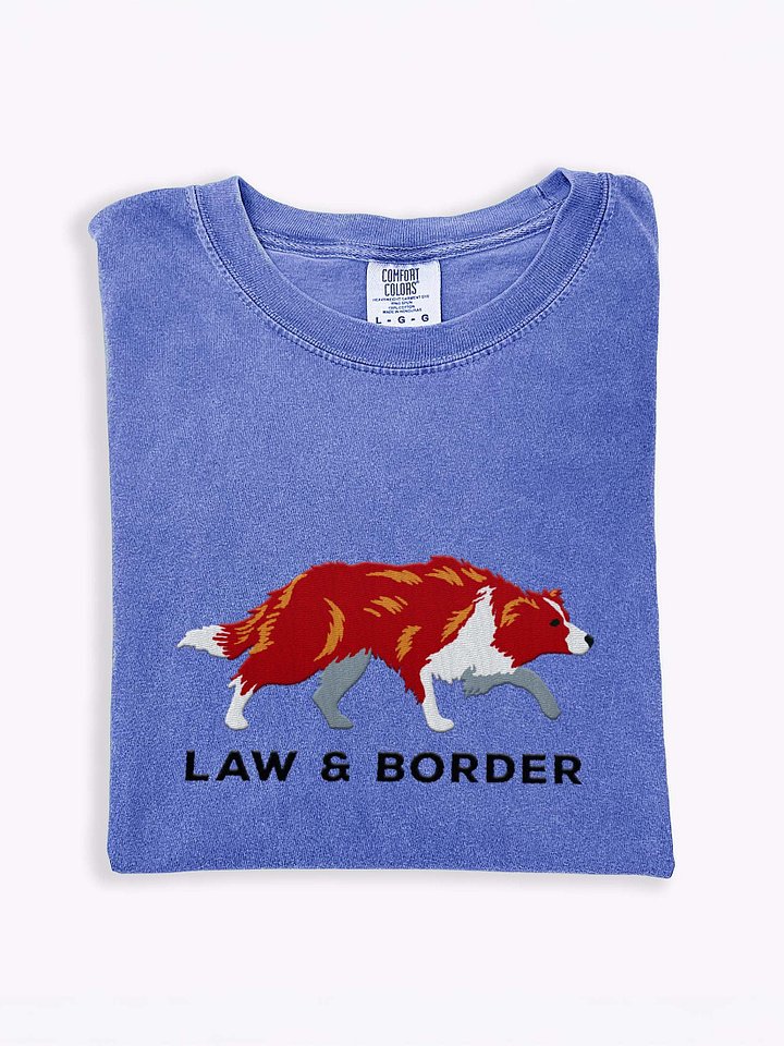 Law and Border T-Shirt(Embroidered) of a Border Collie(Red & White) product image (1)