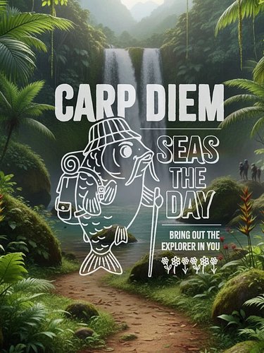 Whether he's hiking through uncharted waters or just chilling in a stream, this little carp lives by one motto: Carp Diem! Se...