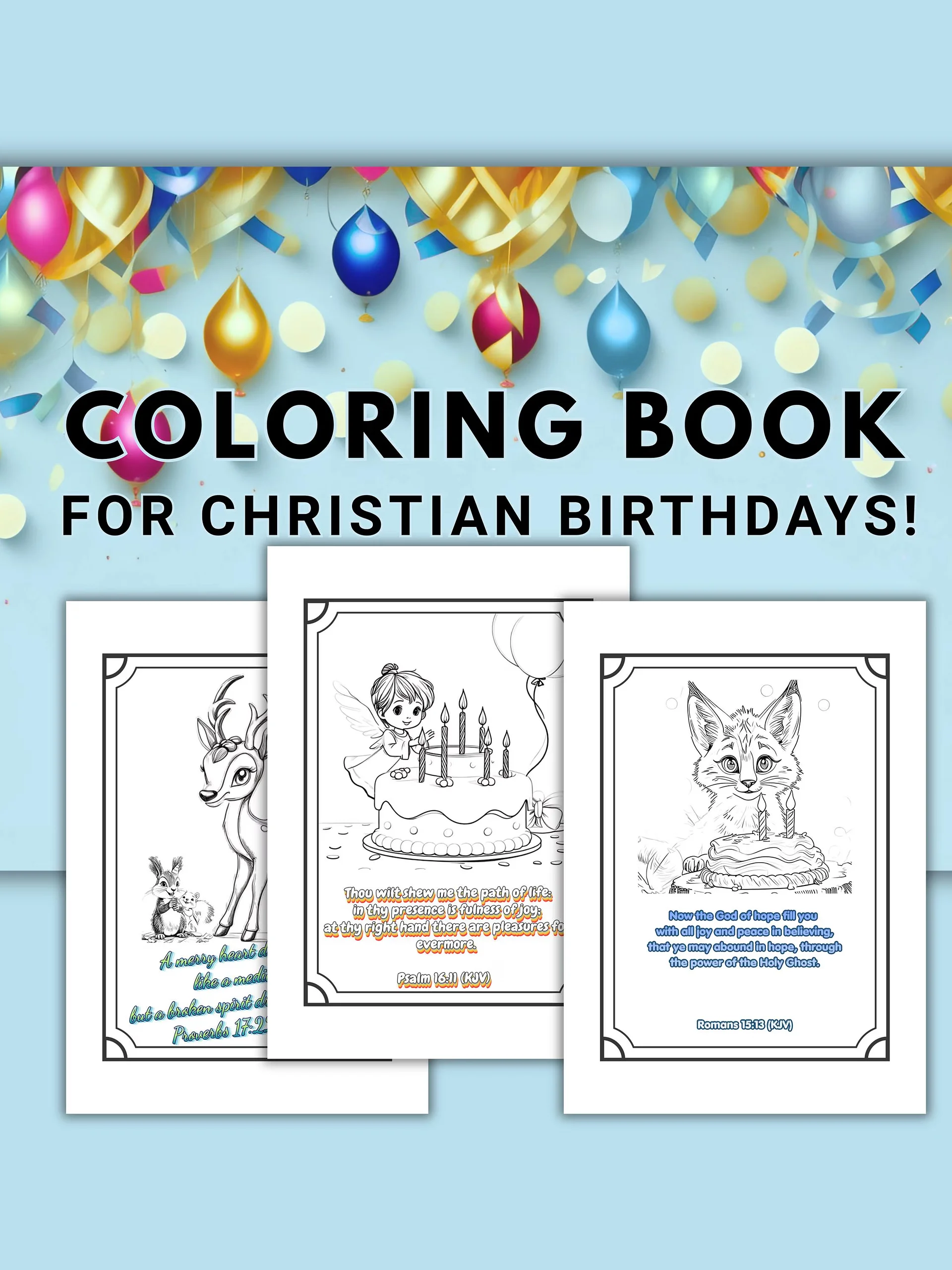 Bible Verse Birthday Animal Coloring Book product image (1)
