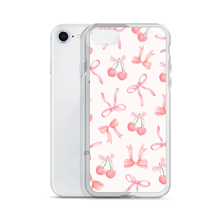 Watercolor Bows & Cherries Clear iPhone Case product image (55)