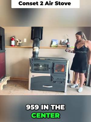 Hot burn temps revealed! 🔥 See the temperatures on the ABC Concept 2 Air Stove. Panel temps: 382°F top, 142°F bottom. 🔥 #WoodStove #HomeImprovement #DIY #StoveTips #Conset