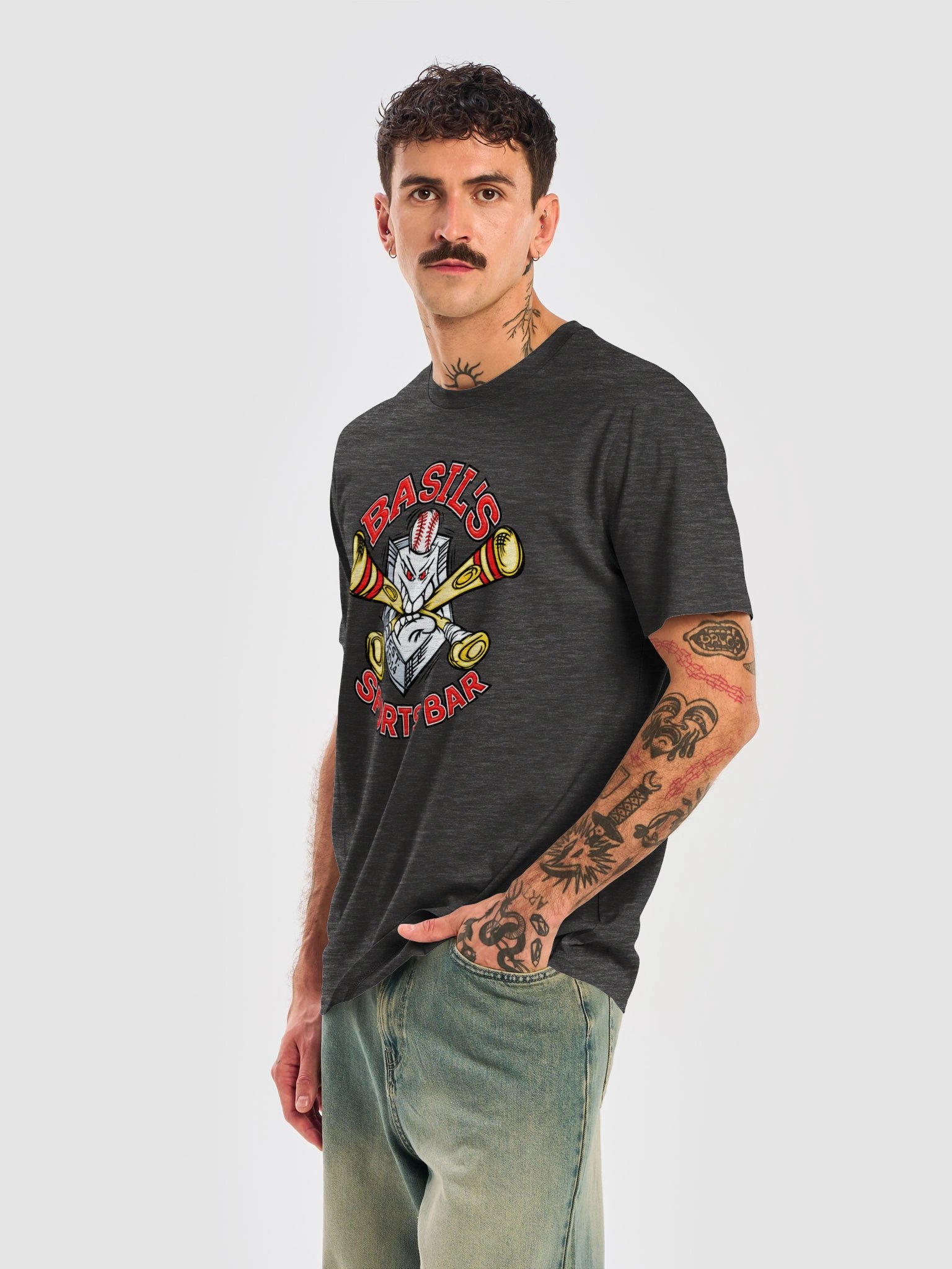 Basil's Sports Bar Logo Tee - Heather Grey product image (6)