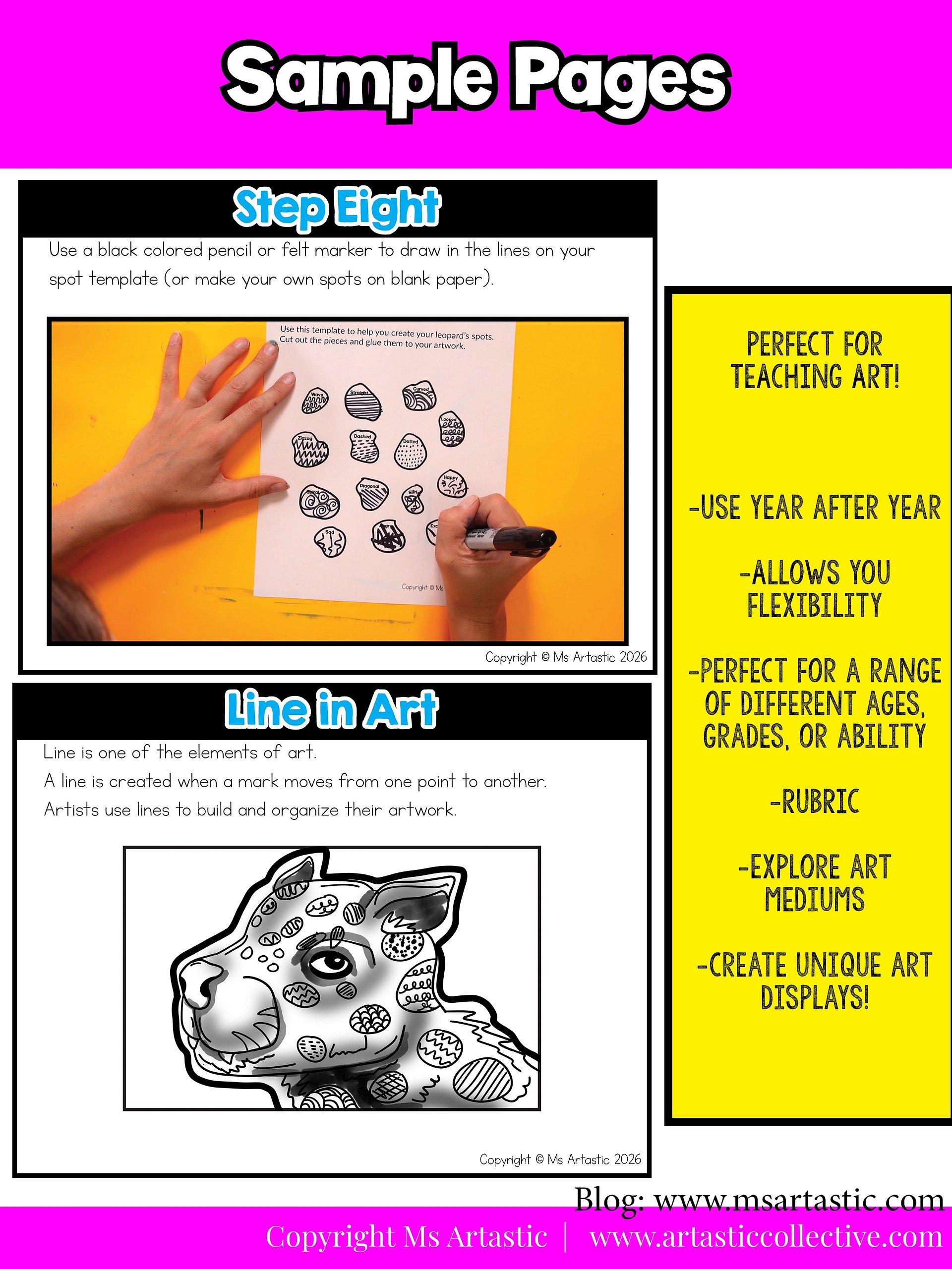 Line Art Lesson Types of Lines Leopard Art Project Line Art Activity product image (7)