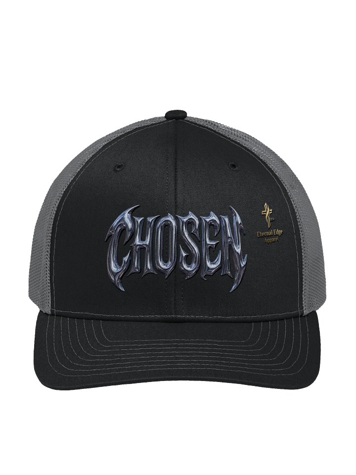 "CHOSEN" Liquid Chrome Richardson Trucker Hat | Front Embroidered Premium Christian Streetwear product image (4)