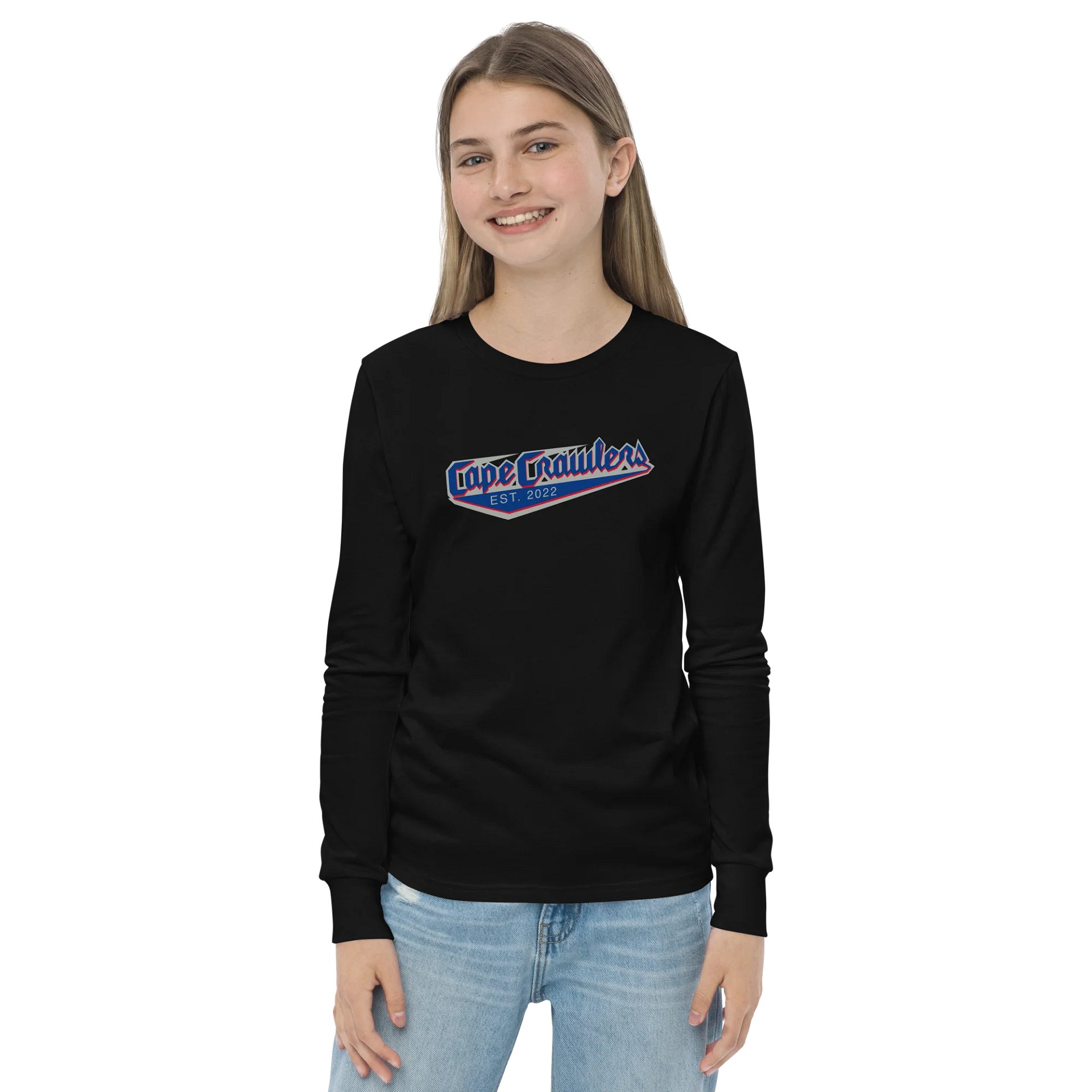 Varsity Logo (Blue) Youth Long Sleeve Shirt product image (8)