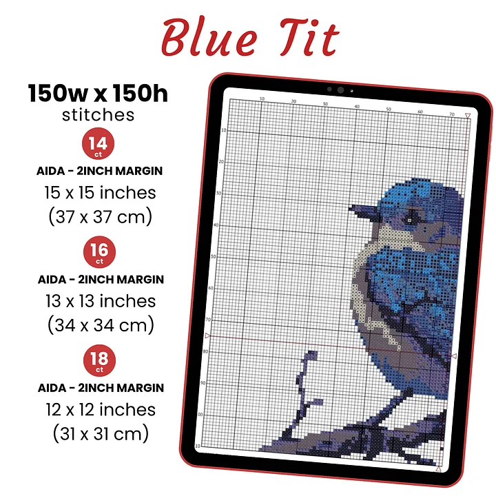 Blue Tit Cross Stitch Pattern product image (2)