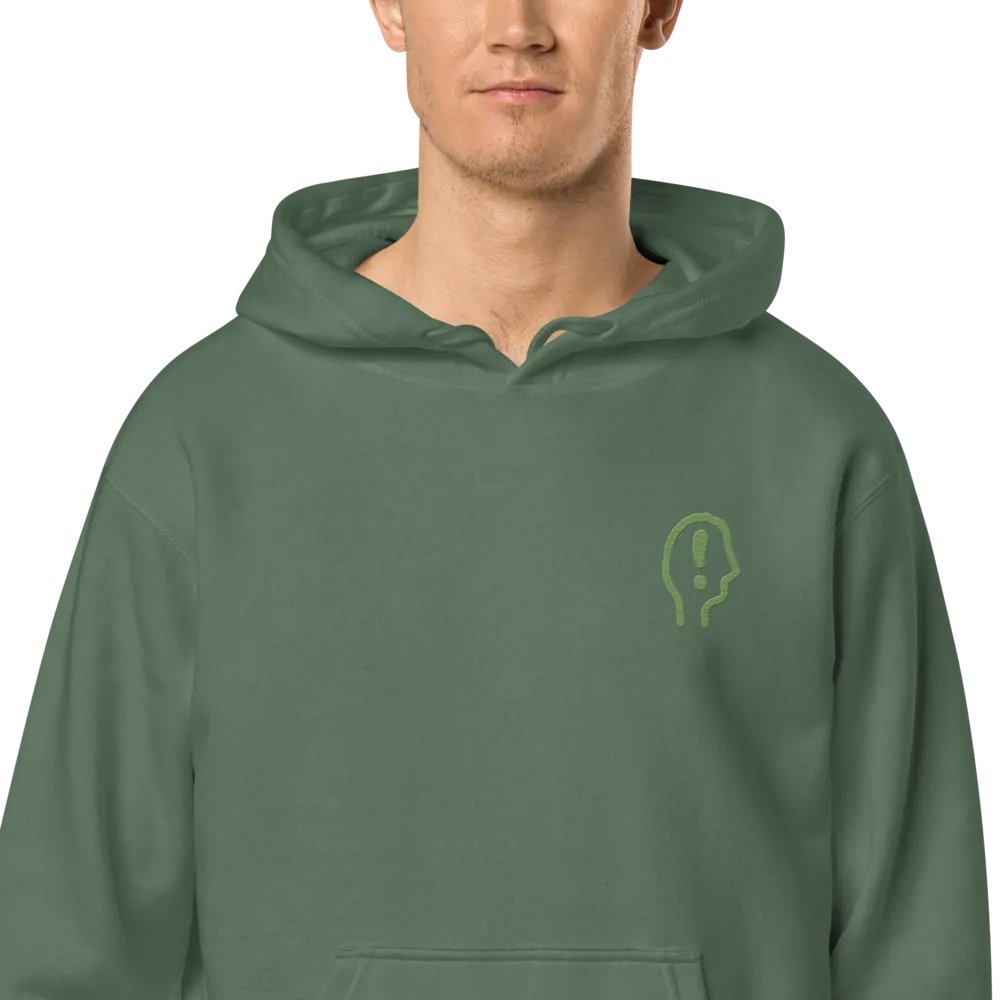 EXCLAIMING MENTALLY (light green) embroidered pigment hoodie product image (2)