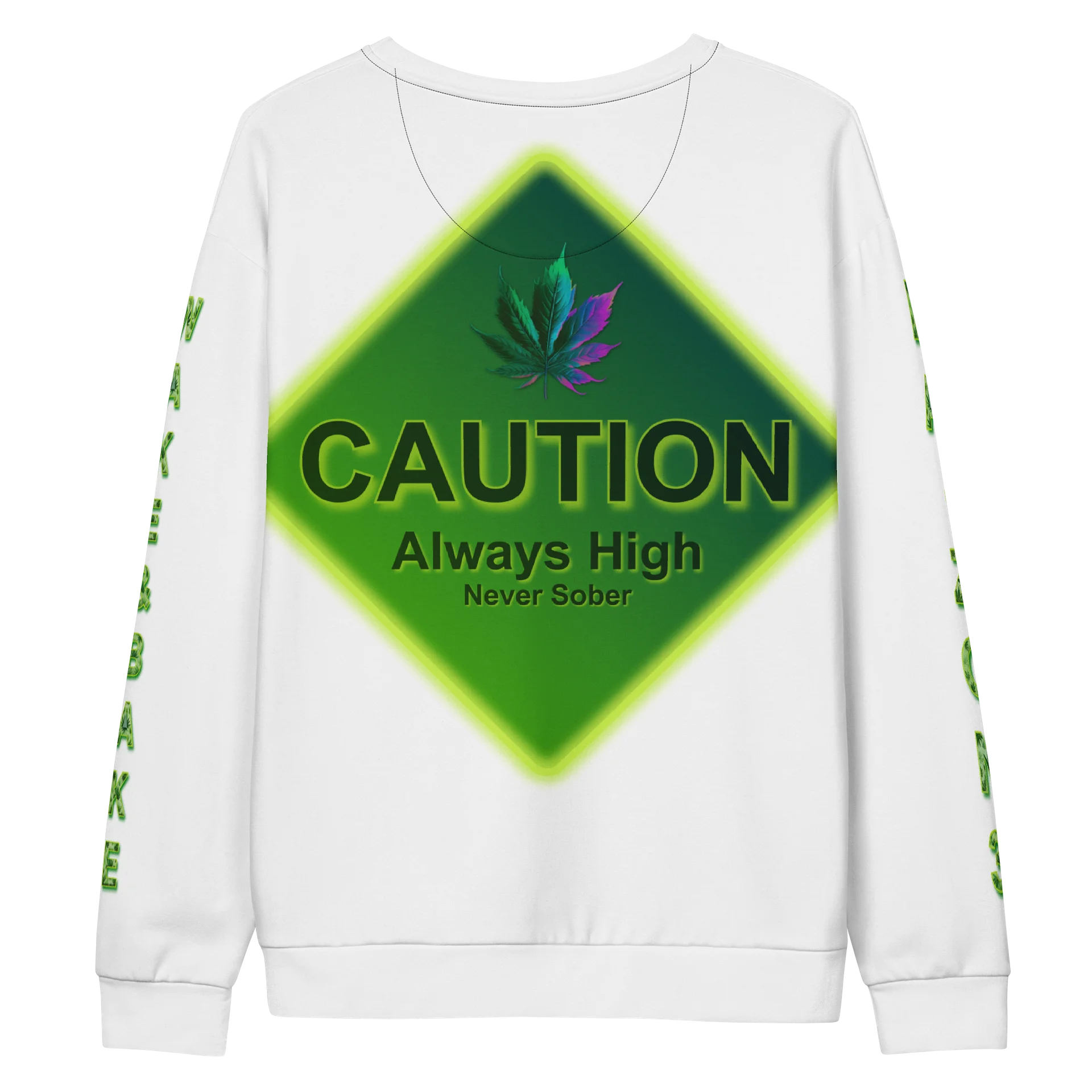 Caution Cannabis All-Over Print Sweatshirt product image (2)
