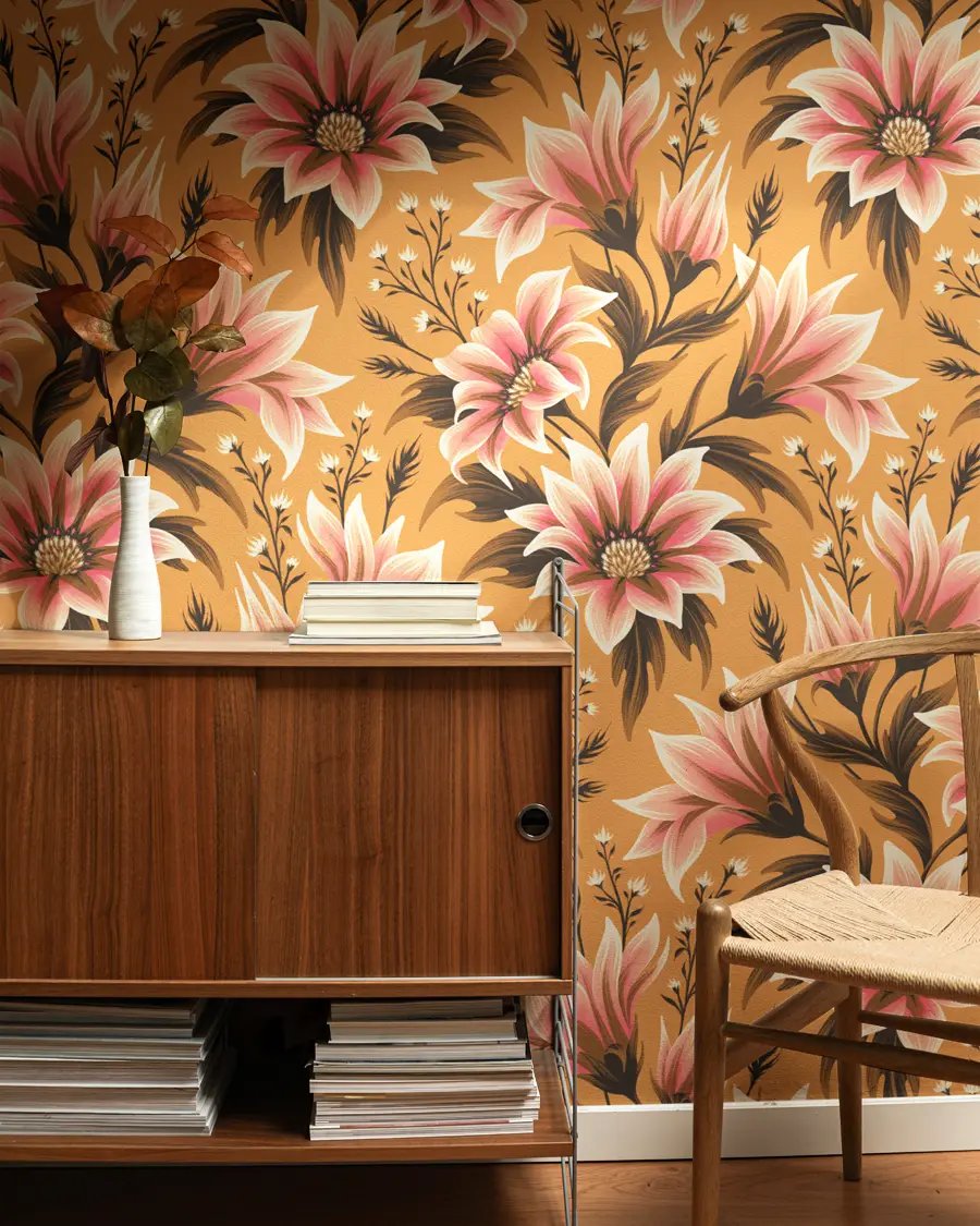 Wallpaper Mockup with Mid-century Sideboard product image (1)