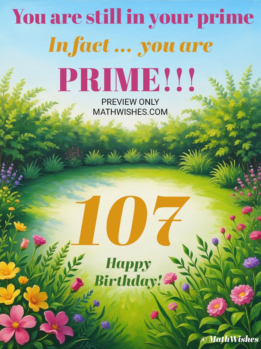 107th Birthday Card - Prime Birthday product image (1)