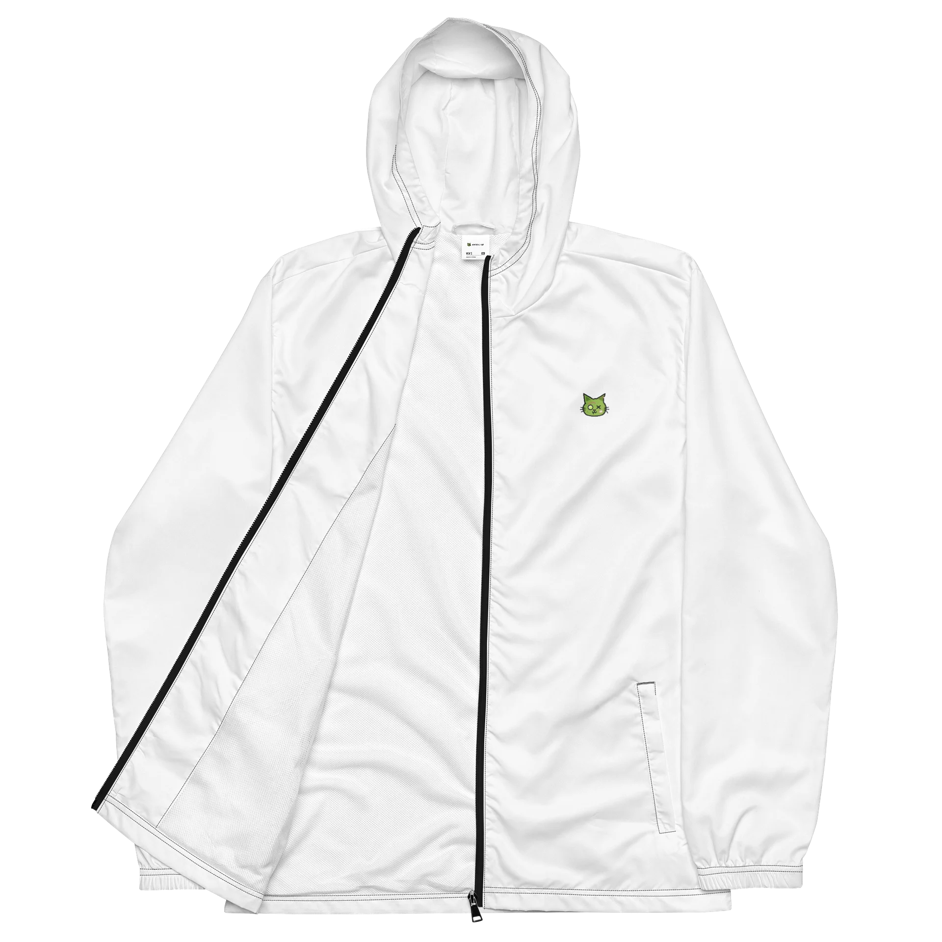 zombie.cat Logo White Hooded Rain Jacket product image (2)