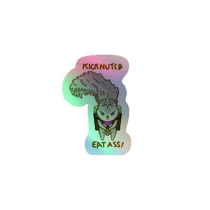 Tippy-Toe: KICK NUTS & EAT ~~~! Holographic Sticker Sheet product image (1)