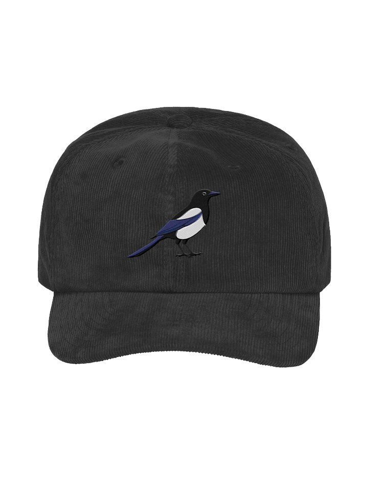 Embroidered Black-Billed Magpie Corduroy Hat – Adjustable Dad Cap, Unique Birdwatcher Gift, Vintage-Style Embroidered Wildlife Cap product image (2)