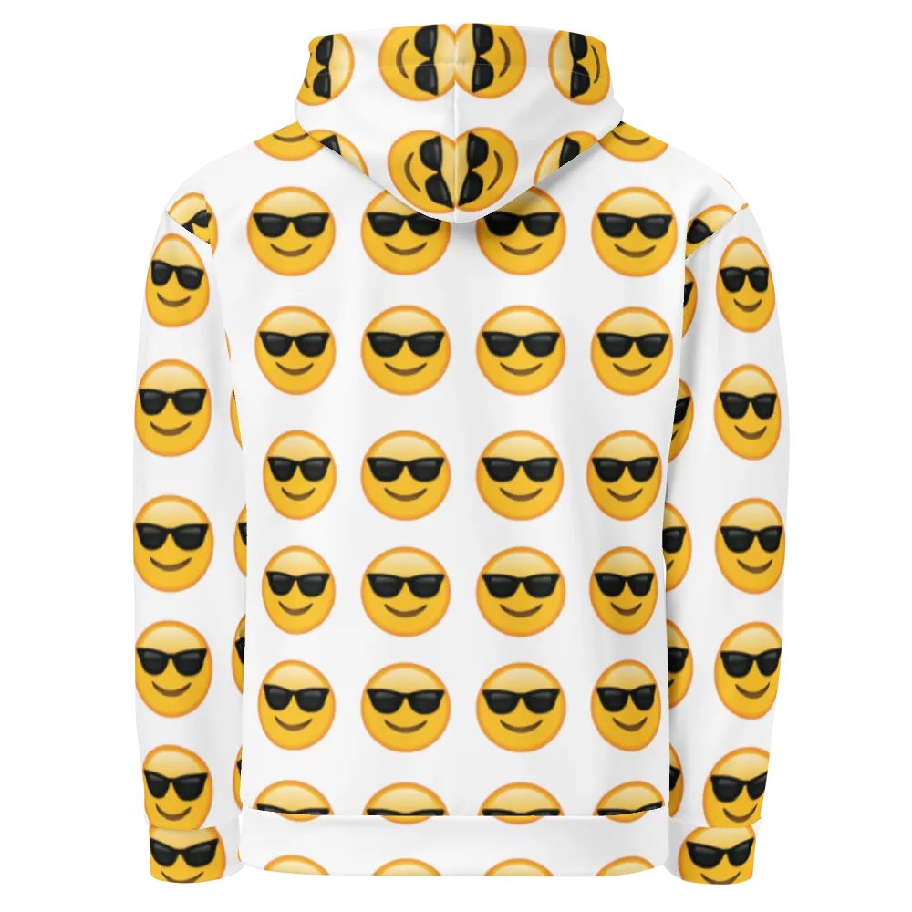 Cool Emoji - White - All-Over Print Recycled Unisex Hoodie product image (2)