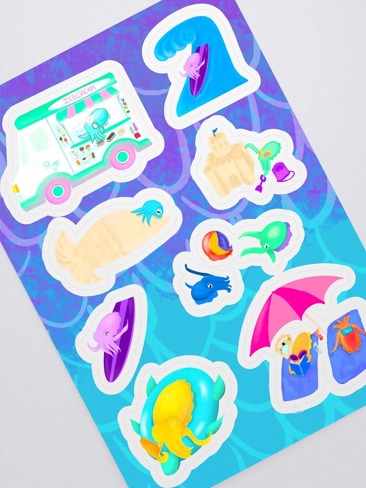 Summer Cuttlefish Doodles Sticker Sheet product image (1)