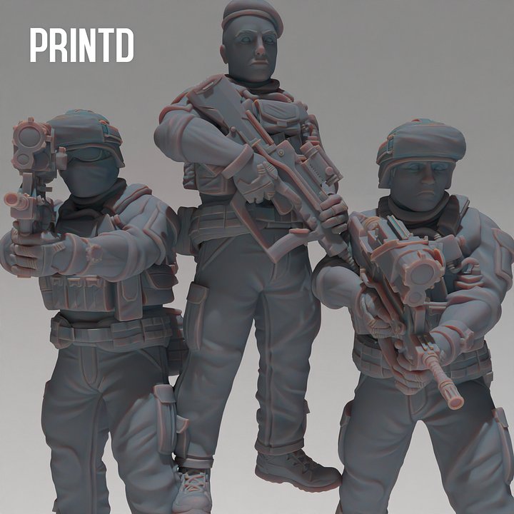 French FAMAS Army Soldiers - Modern Warfare Wargame Hobby Resin Scale Models product image (1)