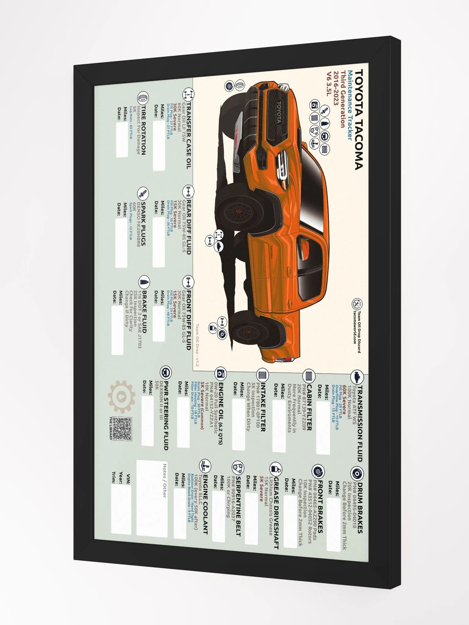 3RD GEN MAINTENANCE TRACKER V1.2 - Octane / Home Depot (FRAMED) product image (3)