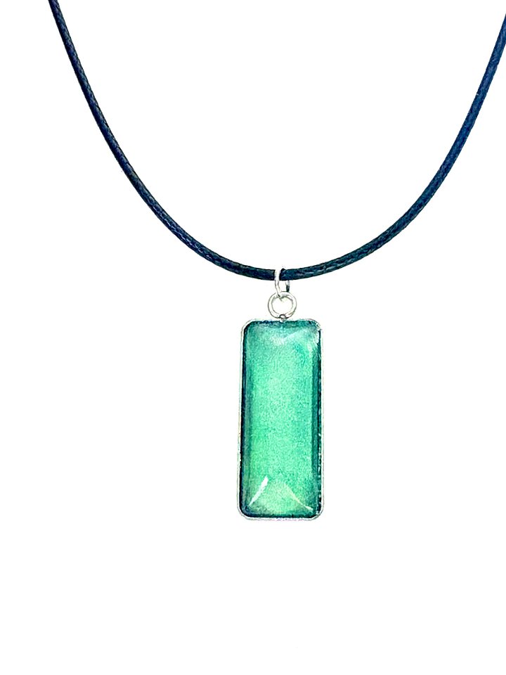 MFD-00151 | Electric Tide Pendant Necklace | Blue Green | Rectangle Cabochon | Monique Faella Designs™ product image (1)