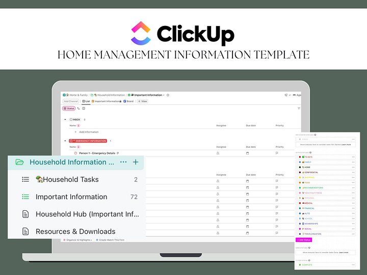 ClickUp Household Information Template product image (1)
