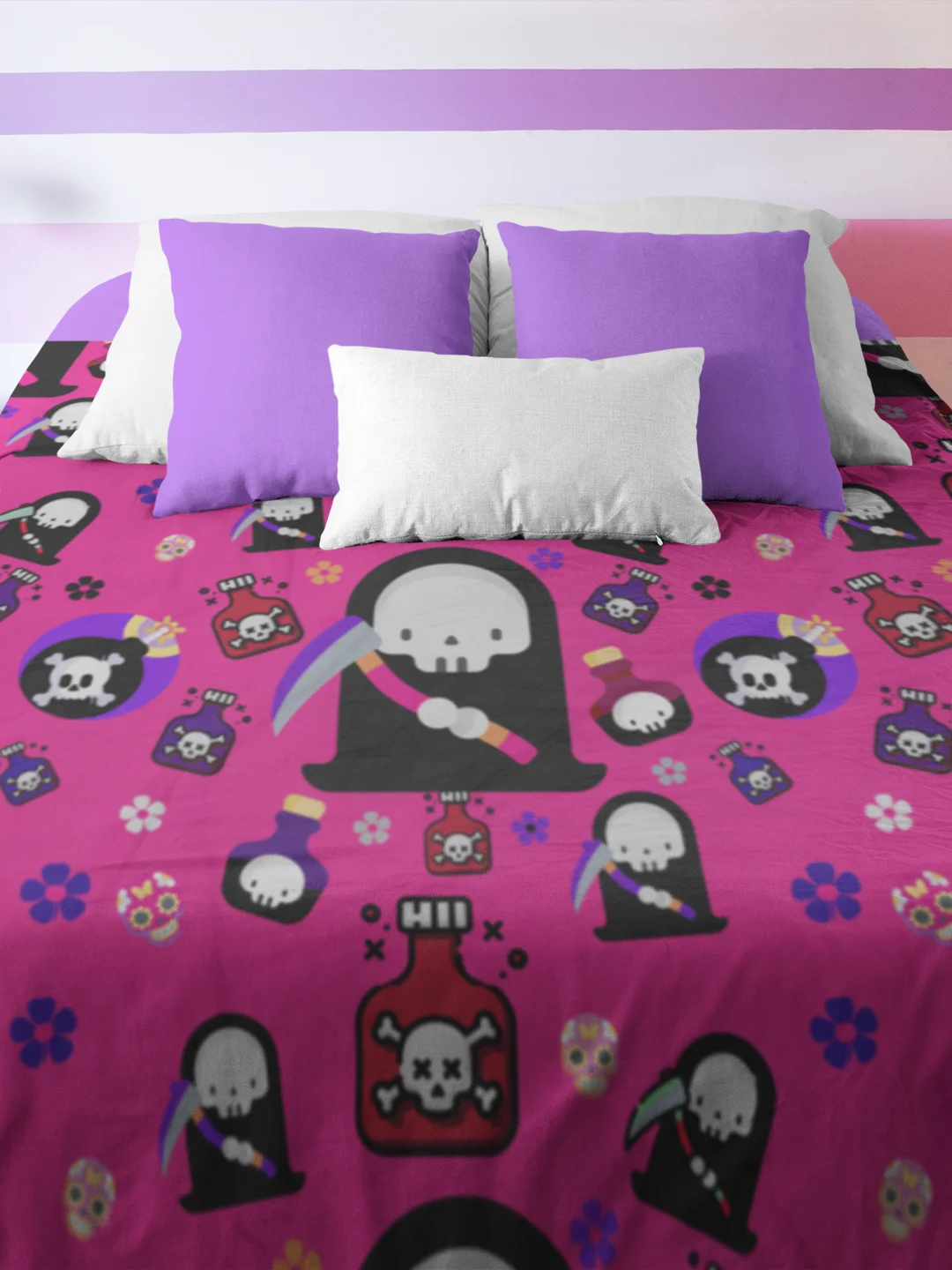 Pink Grim Reaper Throw Blanket product image (1)