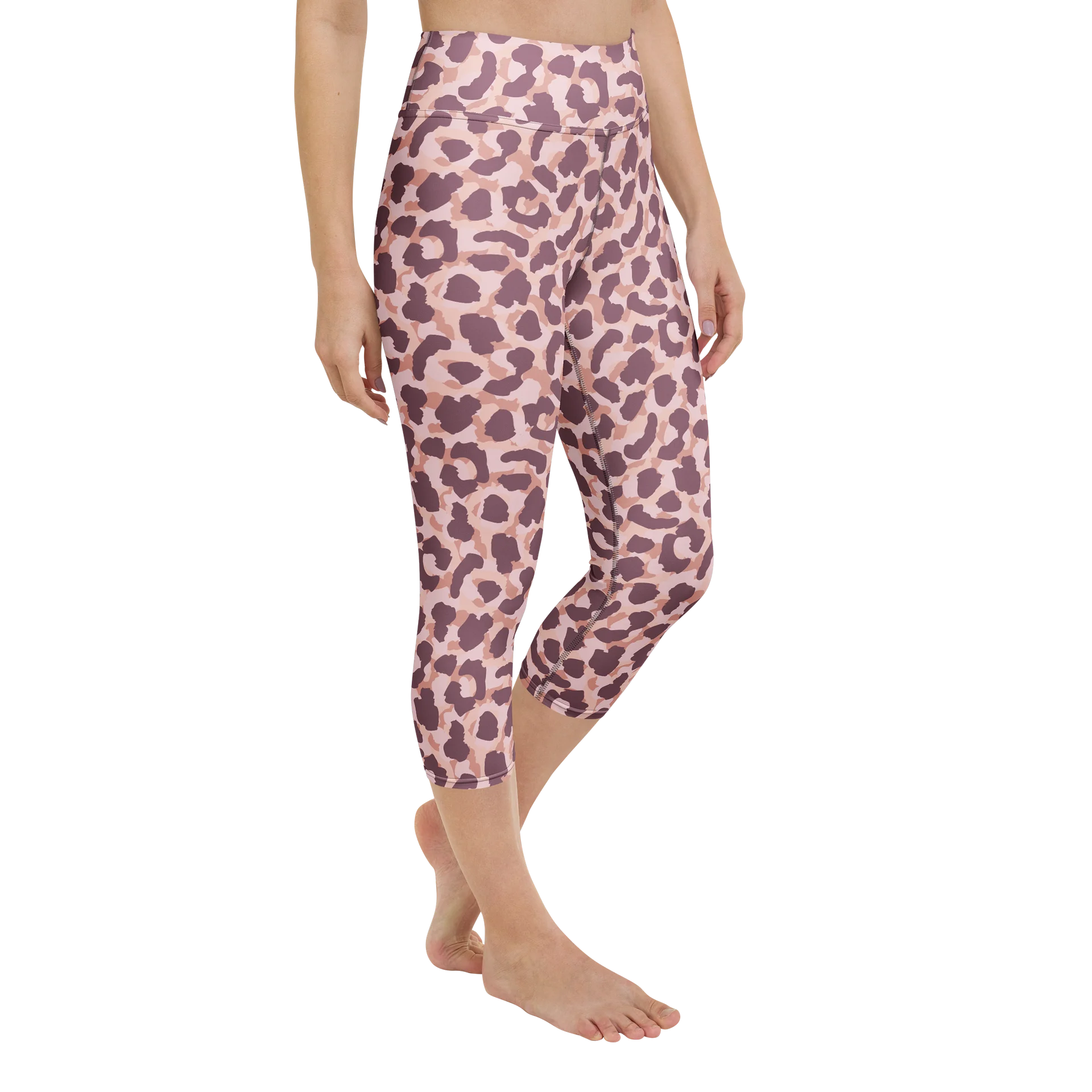 Comfortable Yoga Capri Leggings with Bold Leopard Print product image (2)