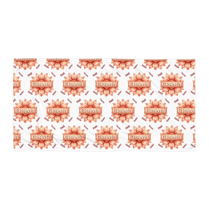 Personalized Grama Beach Towel – Custom Name Floral Sunset Towel | Gift for Grandma, Custom Bath & Pool Towel (30x60, 36x72) product image (1)