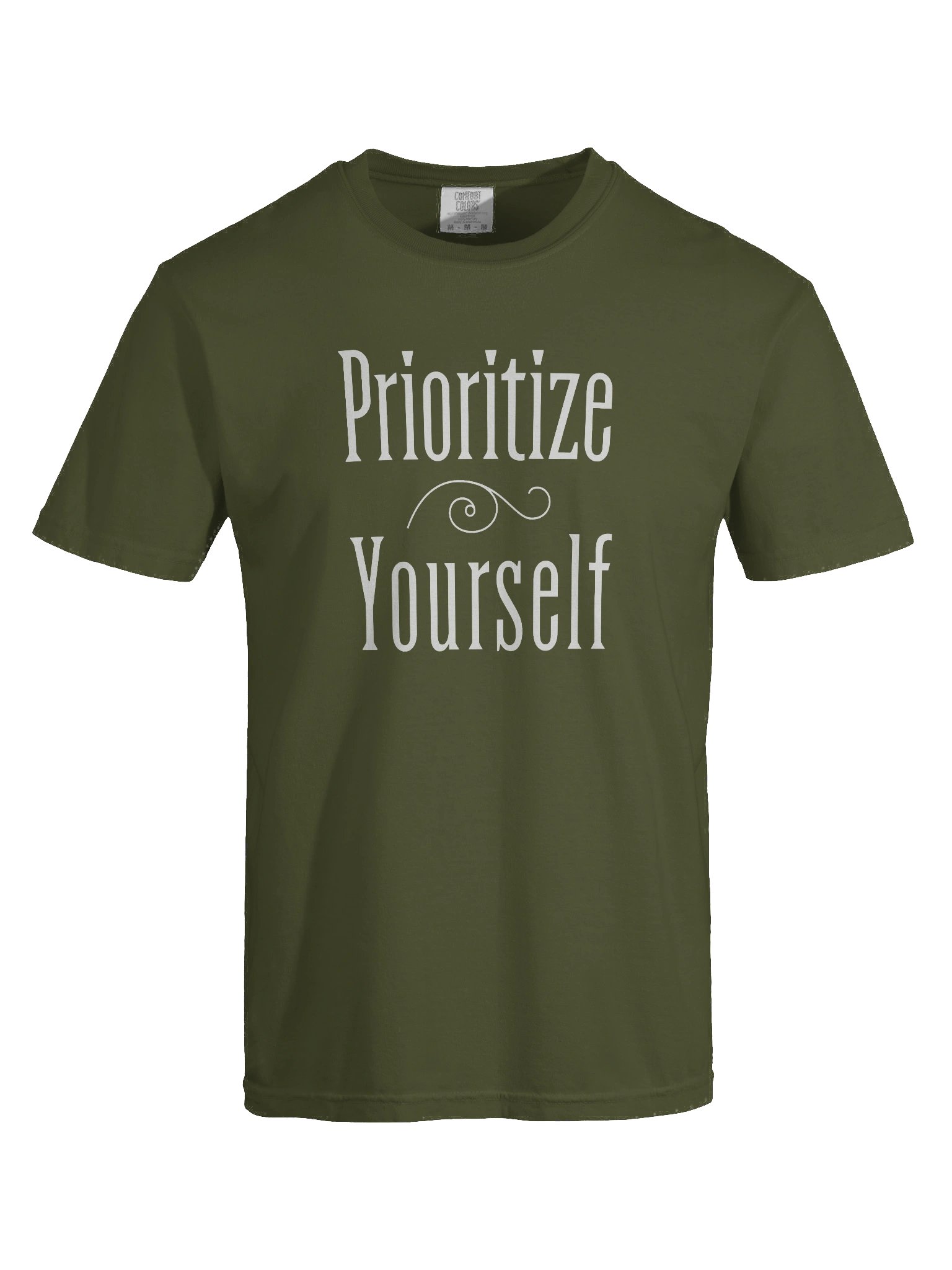 "Prioritize Yourself" Minimalist Motivational T-Shirt (Light on Dark) product image (1)