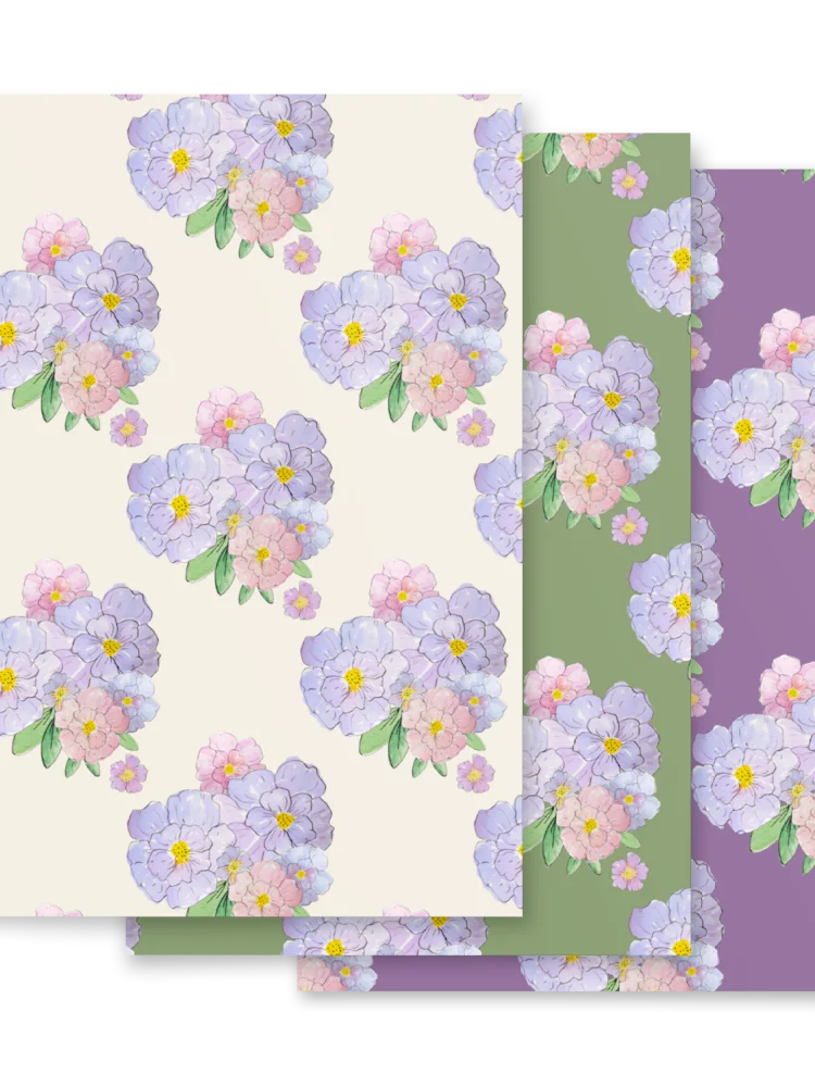Gingham Blossoms Wrapping Paper Set of 3 Sheets product image (12)