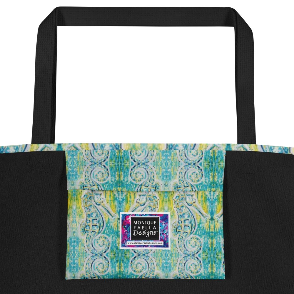 Painted Seahorses | Coastal Blue Watercolor Repeat | Tote Bag by Monique Faella Designs™ product image (2)