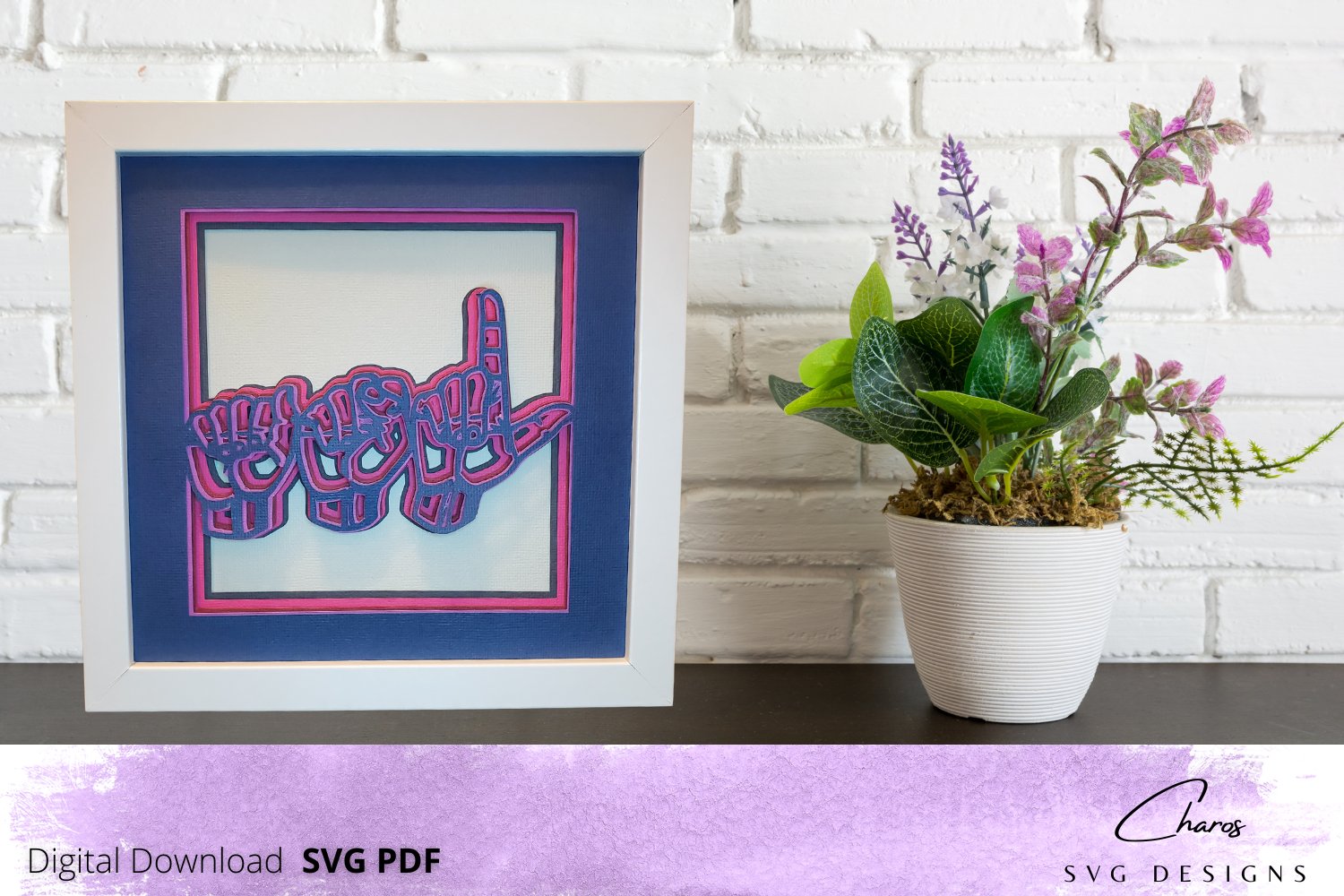 ASL (American Sign Language) 3D Shadow Box SVG Layered Shadow Box Design product image (2)