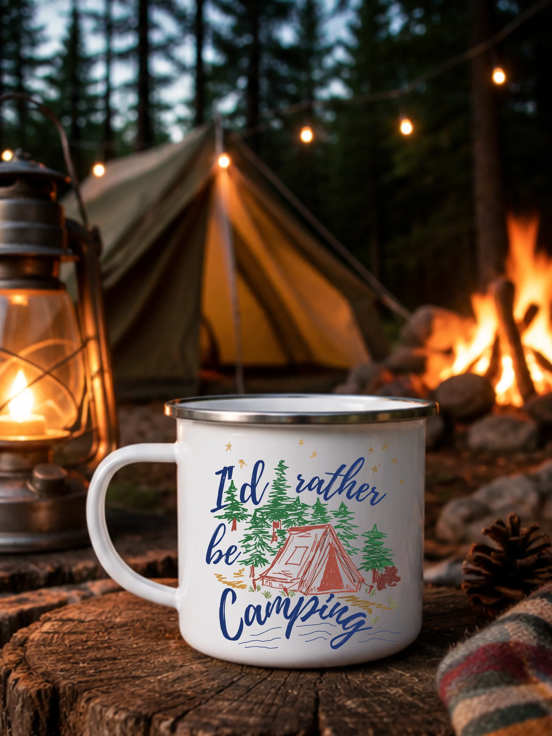 I'd Rather Be Camping! Enamel Mug product image (1)