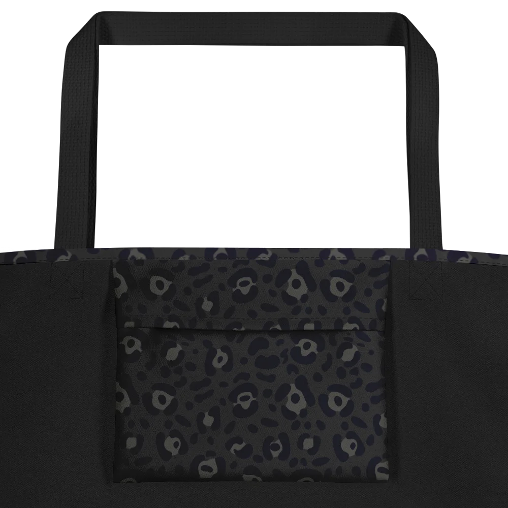 Black Leopard Print Large Tote Bag with Pocket product image (2)