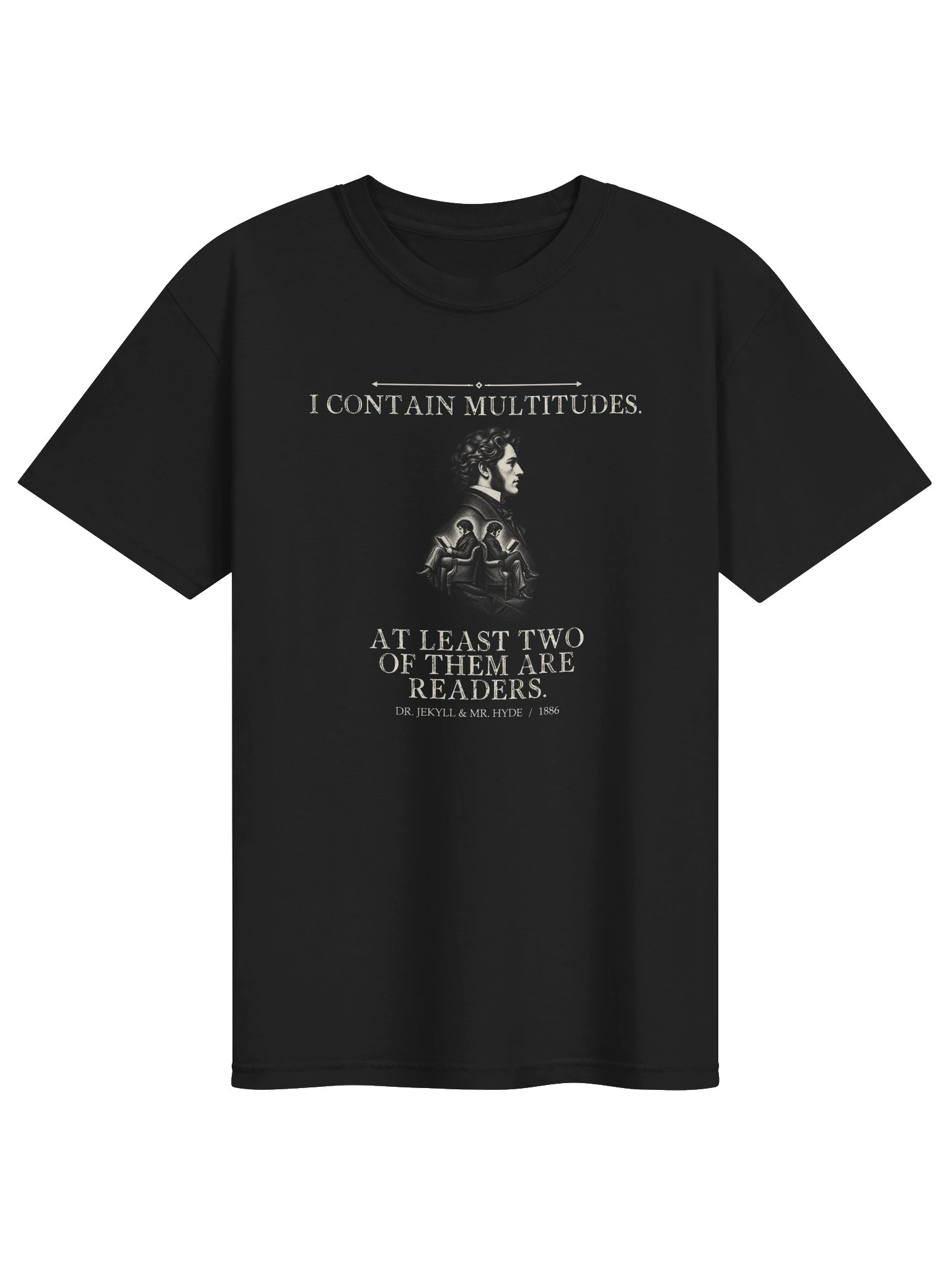 Multitudes Two Readers -- The Strange Case of Dr Jekyll and Mr Hyde Tee (Dark) product image (1)