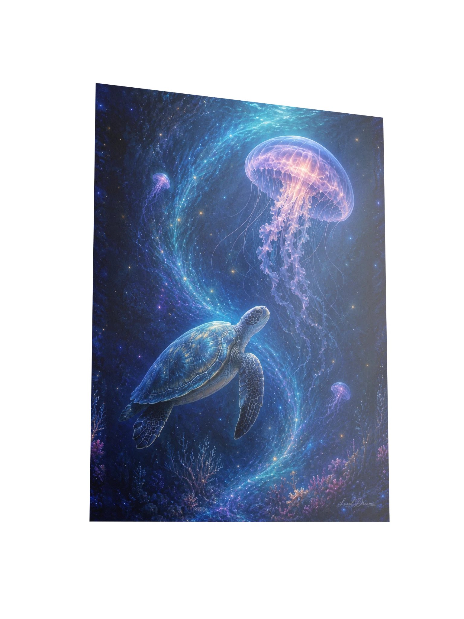 Sea Turtle & Jellyfish Art Print — The Current That Remembered Her product image (3)