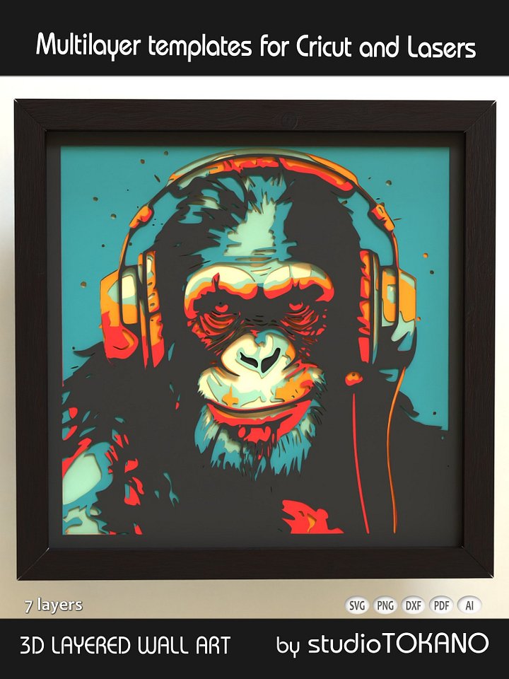 Chimpanzee 3D Cardstock art product image (1)