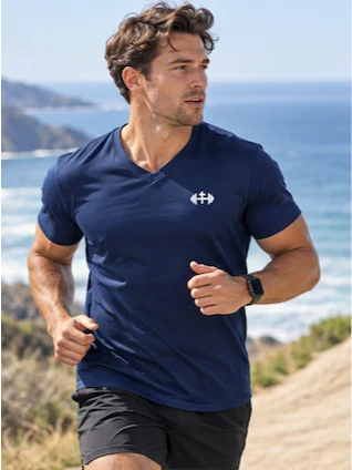 His House Mens Performance V-Neck T-Shirt - Navy by His House