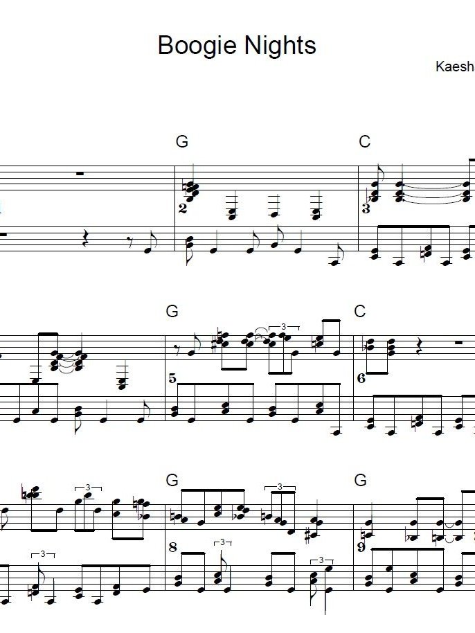 The lively Boogie Nights - Blues piano - Piano sheet music product image (1)