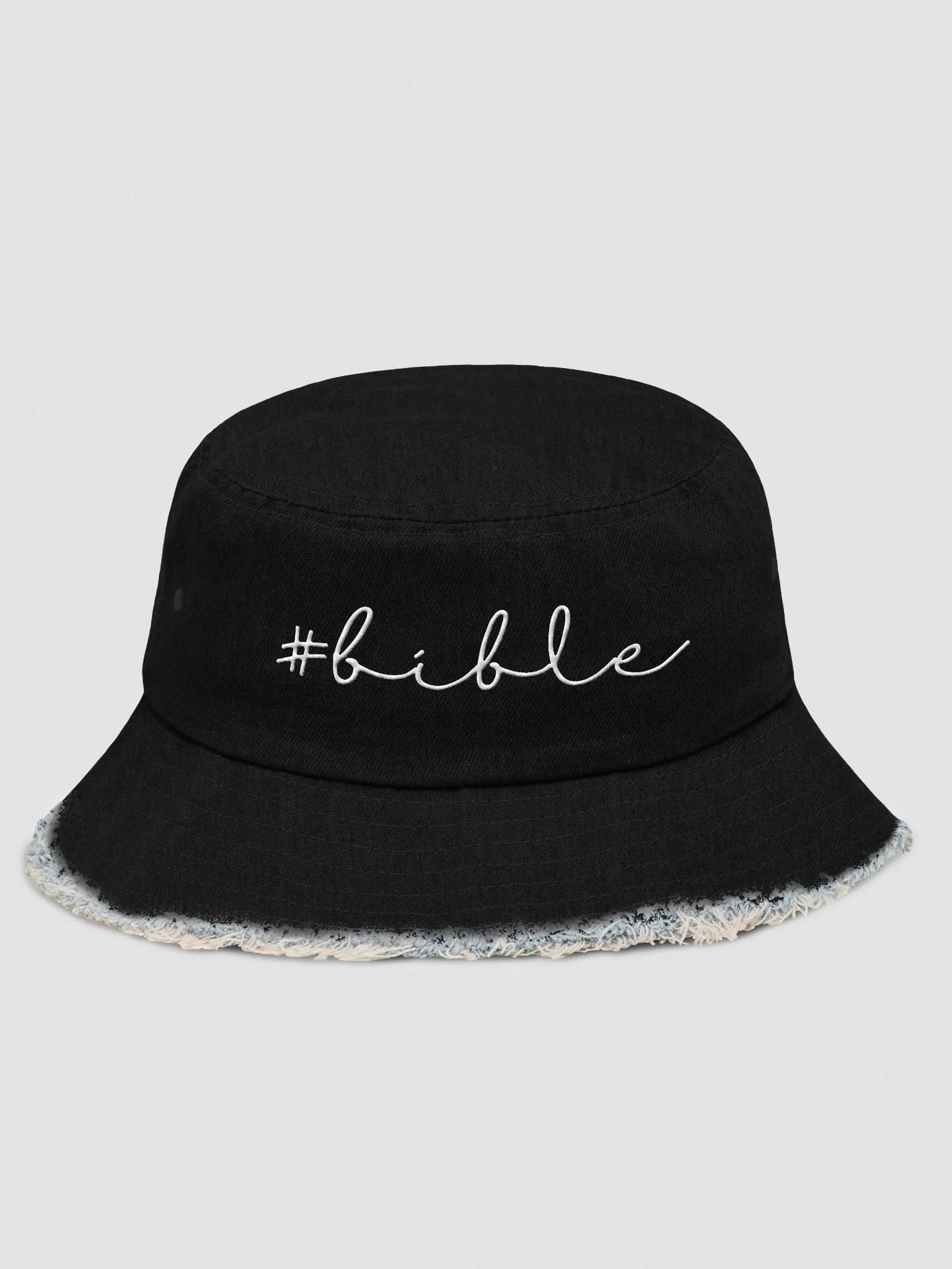 #Bible Embroidered Distressed Denim Bucket Hat product image (2)