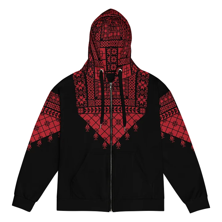 Red Tatreez Unisex Zip Hoodie product image (1)